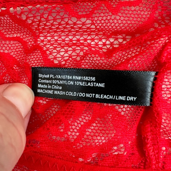 Yandy Red Lacy Longline Lattice Strappy Latice Back Bralette Size 1x/2x - Picture 10 of 12